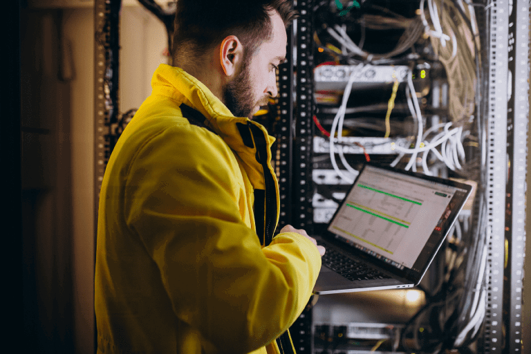 young man engineer making program analyses